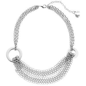 Simply Vera Wang Two Row Silver Tone Chain Frontal Necklace NWT